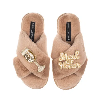 Laines London Women's Brown / Neutrals Classic Laines Slippers With Maid Of Honor Brooches - Toffee