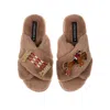Laines London Women's Neutrals / Brown Classic Laines Slippers With Show Jump Horse Brooches - Toffee In Brown