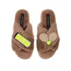 Laines London Women's Brown / Neutrals Classic Laines Slippers With Tennis Lover Brooches - Toffee In Brown