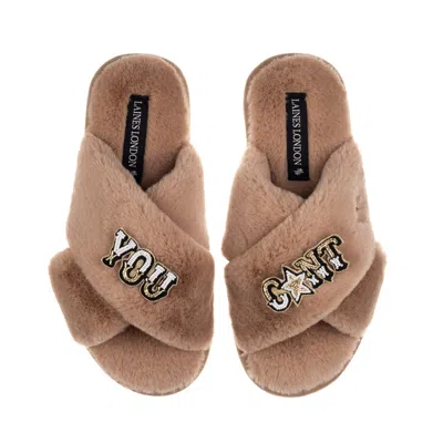 Laines London Women's Brown / Neutrals Classic Laines Slippers With You Cunt Brooches - Toffee