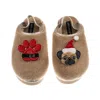 Laines London Women's Brown / Neutrals / Gold Flatform Cloud Slippers With Christmas Fawn Pug & Paw Brooches - Tof In Brown