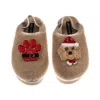 Laines London Women's Brown / Neutrals / Gold Flatform Cloud Slippers With Christmas Golden Cavapoo & Paw Brooches In Multi
