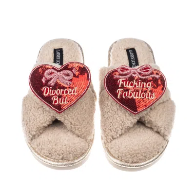 Laines London Women's Brown / Neutrals / Gold Laines Neutral Boucle Slippers With Divorced But Fucking Fabulous Br In Multi