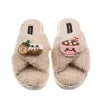 Laines London Women's Brown / Neutrals Laines Boucle Slippers With Christmas Lovable Yule Log & Hot Chocolate Broo In Brown