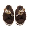 Laines London Women's Brown / Neutrals Laines Boucle Slippers With Double Gold Grand Nutcrackers Brooches - Chocol In Transparent