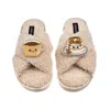 Laines London Women's Brown / Neutrals Laines Boucle Slippers With Laines Loveables Coffee & Pancake Brooches - Oa