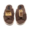 Laines London Women's Brown / Neutrals Laines Boucle Slippers With Laines Loveables Coffee Beans & Frappe Brooches