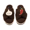 Laines London Women's Brown / Neutrals Laines Boucle Slippers With Laines Loveables Garlic & Chilli Brooches - Cho