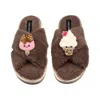 Laines London Women's Brown / Neutrals Laines Boucle Slippers With Laines Loveables Ice Lolly & Ice Cream Brooches