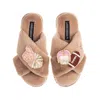 Laines London Women's Brown / Neutrals Laines Classic Slippers With American Football Brooches - Toffee In Animal Print