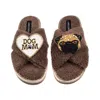Laines London Women's Brown / Neutrals Laines Netural Boucle Slippers With Franki Fawn Pug & Dog Mum / Mom Brooche
