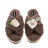 Laines London Women's Brown / Neutrals Laines Neutral Boucle Slippers With Agave Tequila Brooches - Mink In Brown