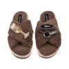Laines London Women's Brown / Neutrals Laines Neutral Boucle Slippers With Caviar & Glass Of Champers Brooches - M