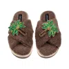 Laines London Women's Brown / Neutrals Laines Neutral Boucle Slippers With Double Palm Tree Brooches - Mink