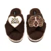 Laines London Women's Brown / Neutrals Laines Neutral Boucle Slippers With Duke The Spaniel & Dog Mum /mom Brooche