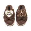 Laines London Women's Brown / Neutrals Laines Neutral Boucle Slippers With Duke The Spaniel & Dog Mum /mom Brooche