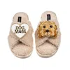 Laines London Women's Brown / Neutrals Laines Neutral Boucle Slippers With Enki-doo The Cockapoo & Dog Mum/mom Bro