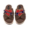 Laines London Women's Brown / Neutrals Laines Neutral Boucle Slippers With Fuck You Brooches - Mink