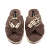 Laines London Women's Brown / Neutrals Laines Neutral Boucle Slippers With Headphones & Quencher Brooches - Mink In Brown