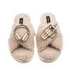Laines London Women's Brown / Neutrals Laines Neutral Boucle Slippers With Headphones & Quencher Brooches - Oatmea In Brown