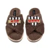 Laines London Women's Brown / Neutrals Laines Neutral Boucle Slippers With Hot Mama Brooches - Mink