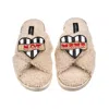 Laines London Women's Brown / Neutrals Laines Neutral Boucle Slippers With Hot Mama Brooches - Oatmeal