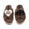 Laines London Women's Brown / Neutrals Laines Neutral Boucle Slippers With Little Sausage & Dog Mum / Mom Brooches