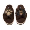 Laines London Women's Brown / Neutrals Laines Neutral Boucle Slippers With Louie The King Charles & Paw Brooches -