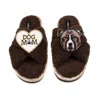 Laines London Women's Brown / Neutrals Laines Neutral Boucle Slippers With Luna-rose Staffy & Dog Mum / Mom Brooch