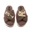 Laines London Women's Brown / Neutrals Laines Neutral Boucle Slippers With Maid Of Honor Brooches - Mink In Brown