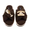 Laines London Women's Brown / Neutrals Laines Neutral Boucle Slippers With Mother Of The Bride Brooches - Chocolat In Brown