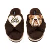 Laines London Women's Brown / Neutrals Laines Neutral Boucle Slippers With Mr Beefy Bulldog & Dog Mum / Mom Brooch