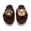 Laines London Women's Brown / Neutrals Laines Neutral Boucle Slippers With Mr Beefy The Bulldog & Paw Brooches - C