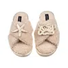 Laines London Women's Brown / Neutrals Laines Neutral Boucle Slippers With Pearl Starfish & Octopus Brooches - Oat