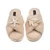 Laines London Women's Brown / Neutrals Laines Neutral Boucle Slippers With Pearl Starfish & Turtle Brooches - Oatm