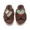 Laines London Women's Brown / Neutrals Laines Neutral Boucle Slippers With Pickleball Lover Brooches - Mink