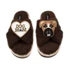 Laines London Women's Brown / Neutrals Laines Neutral Boucle Slippers With Pip The Boxer & Dog Mum / Mom Brooches 
