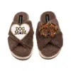 Laines London Women's Brown / Neutrals Laines Neutral Boucle Slippers With Rocco The Labrador & Dog Mum/mom Brooch