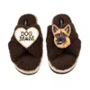 Laines London Women's Brown / Neutrals Laines Neutral Boucle Slippers With Roxy German Shepherd & Dog Mum/mom Broo