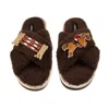 Laines London Women's Brown / Neutrals Laines Neutral Boucle Slippers With Show Jumper Brooches - Chocolate