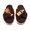 Laines London Women's Brown / Neutrals Laines Neutral Boucle Slippers With Summer Spritz Brooches - Chocolate