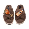 Laines London Women's Brown / Neutrals Laines Neutral Boucle Slippers With Summer Spritz Brooches - Mink