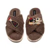 Laines London Women's Brown / Neutrals Laines Neutral Boucle Slippers With Sushi & Soy Sauce Brooches - Mink