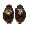 Laines London Women's Brown / Neutrals Laines Neutral Boucle Slippers With Vinny The Italian Greyhound & Paw Brooc