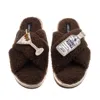 Laines London Women's Brown / Neutrals Laines Neutral Boucle Slippers With Vodka Martini Brooches - Chocolate In Brown