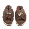 Laines London Women's Brown / Neutrals Laines Neutral Boucle Slippers With You Cunt Brooches - Mink In Brown