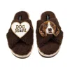 Laines London Women's Brown / Neutrals Laines Neutral Boucle Slippers With Ziggy The Beagle & Dog Mum / Mom Brooch
