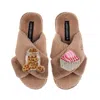 Laines London Women's Brown / Neutrals Laines X Juliet Slippers With Cookie Jar & French Fancy Brooches - Toffee In Brown