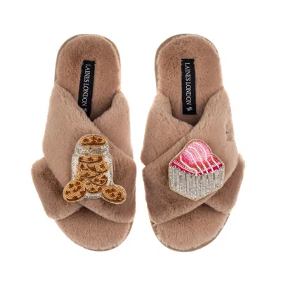 Laines London Women's Brown / Neutrals Laines X Juliet Slippers With Cookie Jar & French Fancy Brooches - Toffee