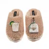 Laines London Women's Brown / Neutrals Teddy Closed Toe Slippers With Agave Tequila Brooches - Toffee In Brown